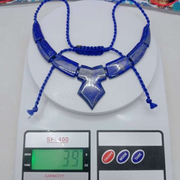 Lapis Lazuli Choker: Vintage Tribal Jewelry with Stones - Picture 8 of 9